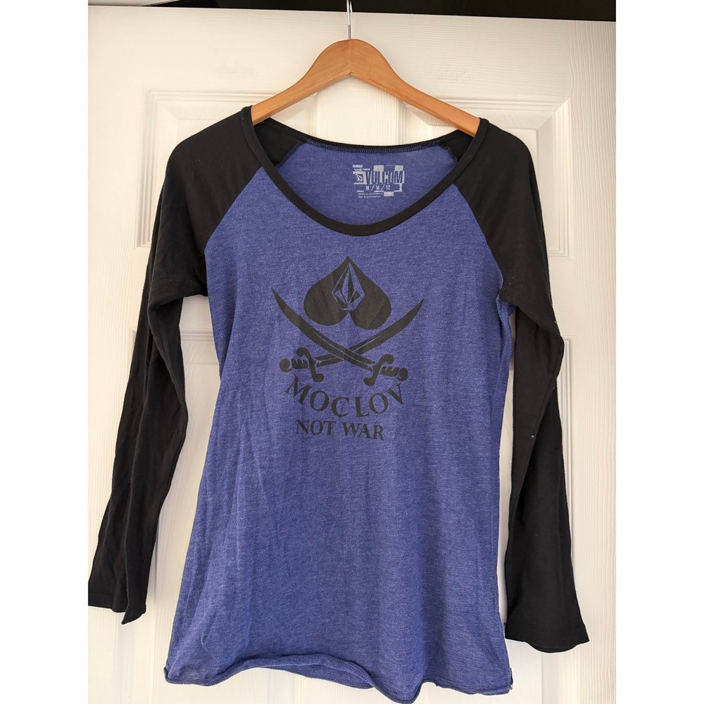Y2K Volcom Long Sleeve Baseball Style Moclov Not War Womens Shirt Skater Surf